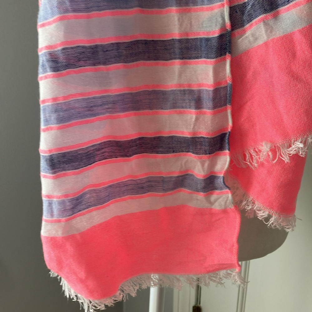 Large striped pink & blue summer scarf from Talbots - Picture 4 of 6